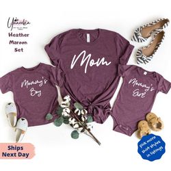 Mom Mommy's Girl Boy Matching Set, Mom Shirt,Gift Onesie, Baby Shower Gift, New Mom Gift Idea,Baby and Mama,Newborn, Bab