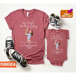 custom mom baby photo our first mother's day shirts, mommy and me matching  outfit, mother's day mommy me tshirt, mother