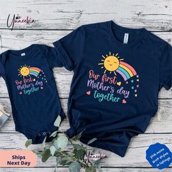 our first mother's day mama mini matching set, mommy and me outfit, mommy and me matching shirts, our first mother's day