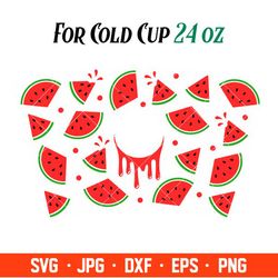 watermelon summer full wrap svg, starbucks svg, coffee ring svg, cold cup svg, cricut, silhouette vector cut file