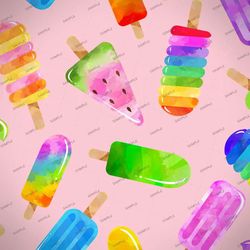 watercolor ice cream bars 22 seamless tileable repeating pattern
