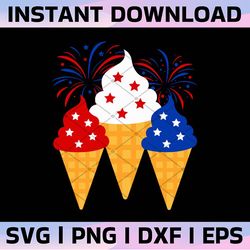 4th of july patriotic ice cream cones svg, american patriotic, independence day, merica, svg, png files for cricut subli