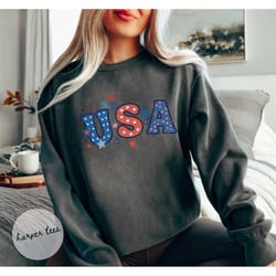 usa comfort colors - 4th of july shirt - july 4th crewneck - womens 4th of july - fourth of july shirts - vintage sweats