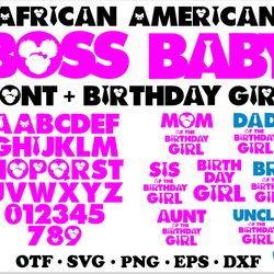 African American Boss Baby Girl Bundle | Boss Baby Girl Font OTF SVG & Boss Baby Birthday Girl SVG PNG & Logo