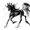 Angry Black Arabian Horse ART commission cute sketch doodle custom original equine artist cartoon illustration pet portrait realistic drawing personalized paint