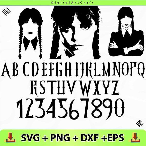 Wednesday Addams Font SVG PNG, Addams Family Font Svg, Cricu | Inspire ...