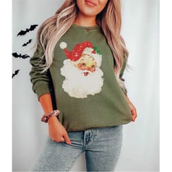 vintage santa, santa sweatshirt, santa crewneck, christmas sweatshirt vintage