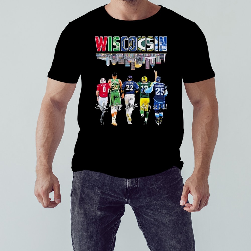 Wisconsin City Skyline Sports Team Players Signatures Shirt, Unisex Clothing, Shirt for men women, Graphic Design