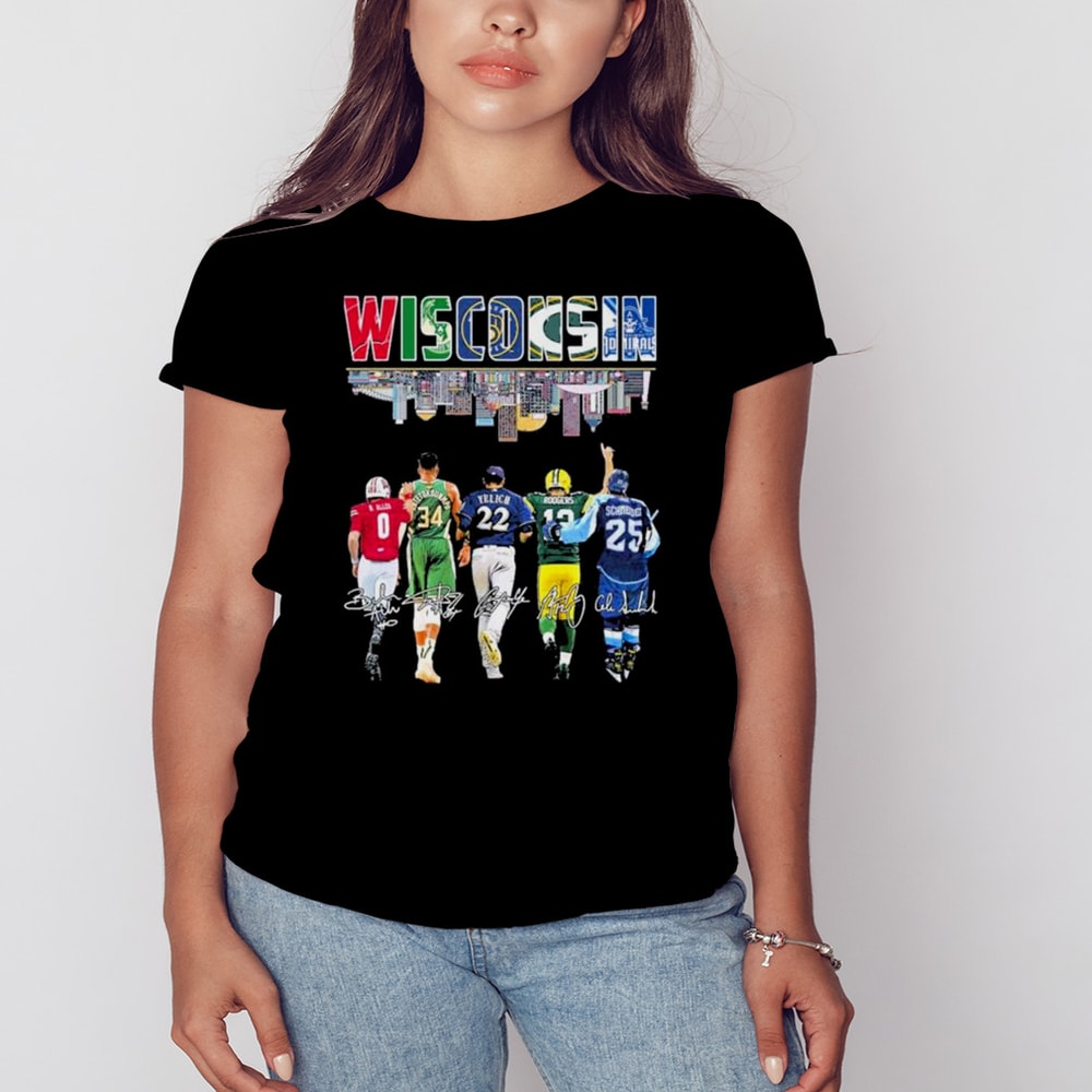 Wisconsin City Skyline Sports Team Players Signatures Shirt, Unisex Clothing, Shirt for men women, Graphic Design