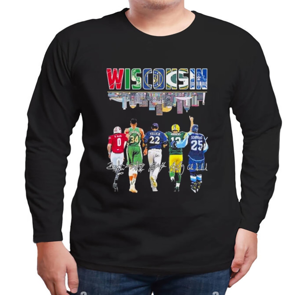 Wisconsin City Skyline Sports Team Players Signatures Shirt, Unisex Clothing, Shirt for men women, Graphic Design