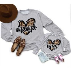 leopard heart mama tshirt, mommy and me shirts, mothers day gift for mom daughter