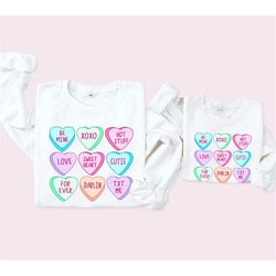 Candy Hearts Valentines Shirt, Toddler Girl Valentines Sweatshirt, Kids Valentines Day TShirt, Valentines Gift for Girls