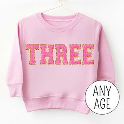3rd birthday girl shirt, 3rd birthday tshirt, third birthday sweatshirt, 2nd birthday, three shirt