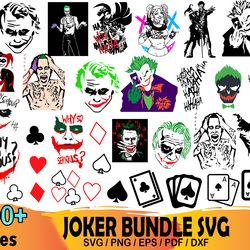 400 joker bundle svg, joker svg, villain svg, harley quinn svg