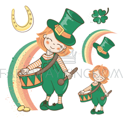 patrick clover saint patrick day vector illustration set