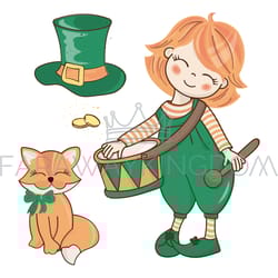 patrick cortege red haired leprechaun vector illustration set