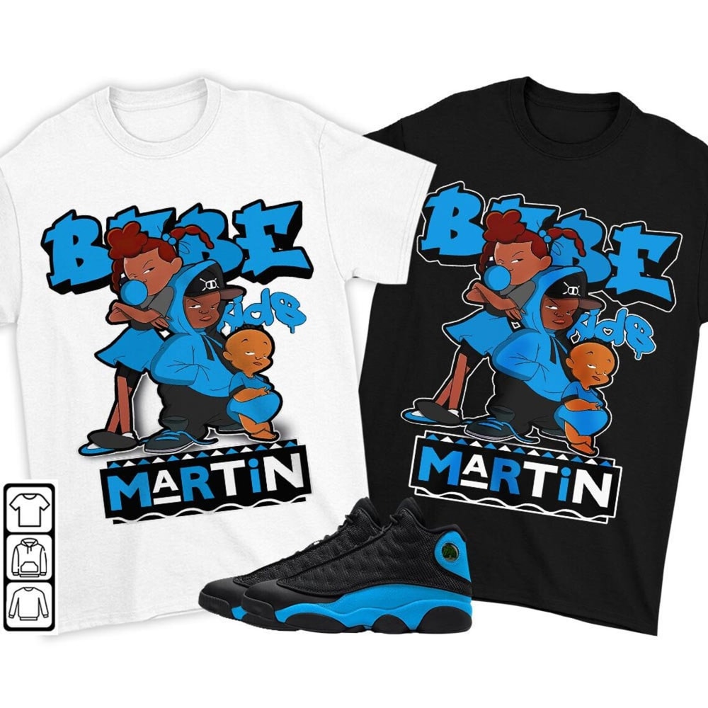 Martin Babe's Kids 90s Melanin Unisex Sneaker Shirt Match Black University Blue 13s Tee, Jordan 13 Black University Blue 2022 T-Shirt