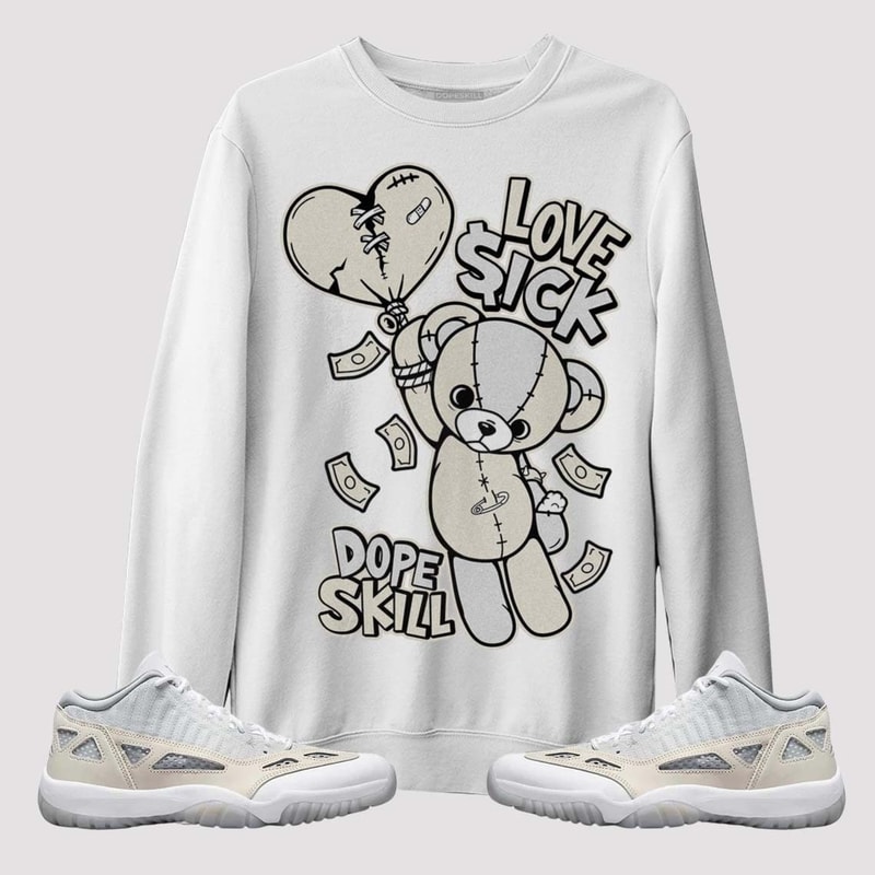 Light Orewood Brown 11s Low DopeSkill Unisex Sweatshirt Love Sick Graphic - 1.jpg