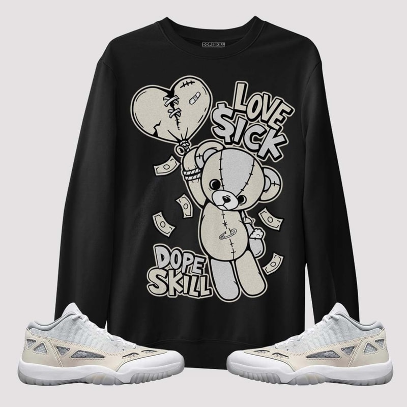 Light Orewood Brown 11s Low DopeSkill Unisex Sweatshirt Love Sick Graphic - 2.jpg