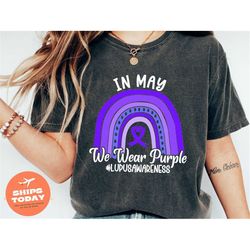 lupus awareness shirt, purple butterfly lupus support t-shirt, purple ribbon gift, lupus awareness month gift tee, in ma