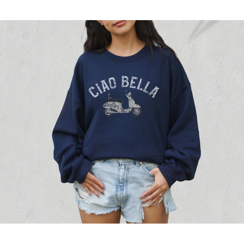 Ciao Bella Crewneck Sweatshirt, Cute Italian Vespa Crewneck Sweatshirt With Vintage Vibe - 2.jpg