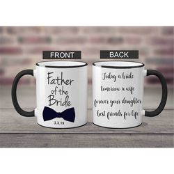 custom father of the bride mug, father of the bride mug, father of the bride gift, wedding announcement mug, fob mug,eng