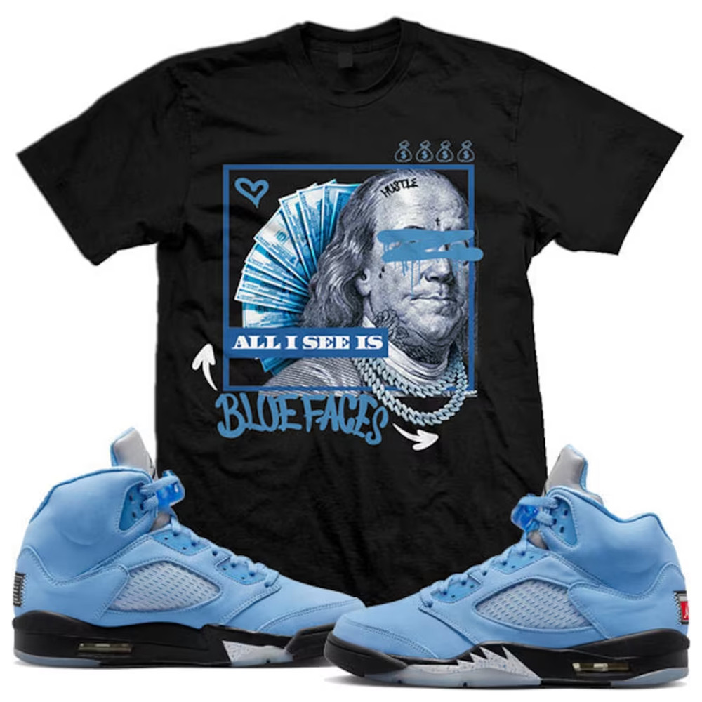 Jordan Retro 5 UNC University Blue 5s, Jordan 5 Retro Playoffs T-Shirt, Sneaker Shirt
