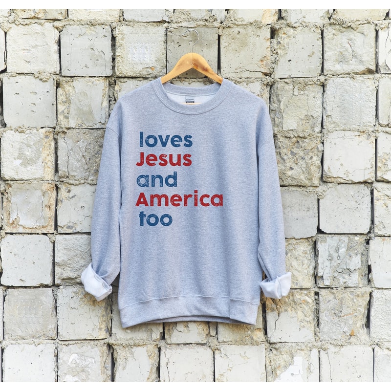 Loves Jesus And America Too Shirt Or Sweatshirt, Unisex Song Inspired Patriotic Graphic Tee - 2.jpg