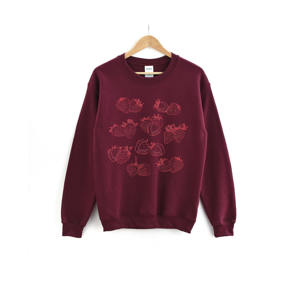 Strawberry Crewneck Sweatshirt, Cute Strawberries Cottagecore Vibe Sweatshirt - 1.jpg