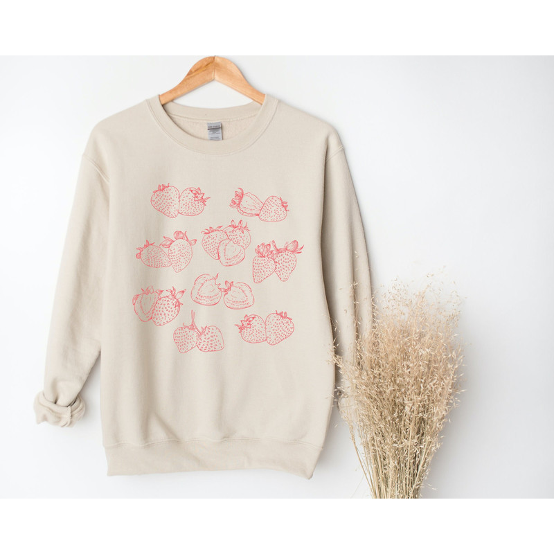 Strawberry Crewneck Sweatshirt, Cute Strawberries Cottagecore Vibe Sweatshirt - 2.jpg