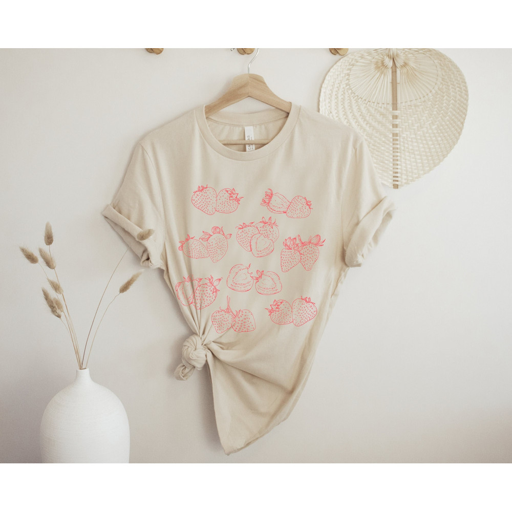 Strawberry Shirt, Cute Cottagecore Aesthetic Strawberries Graphic tee - 2.jpg