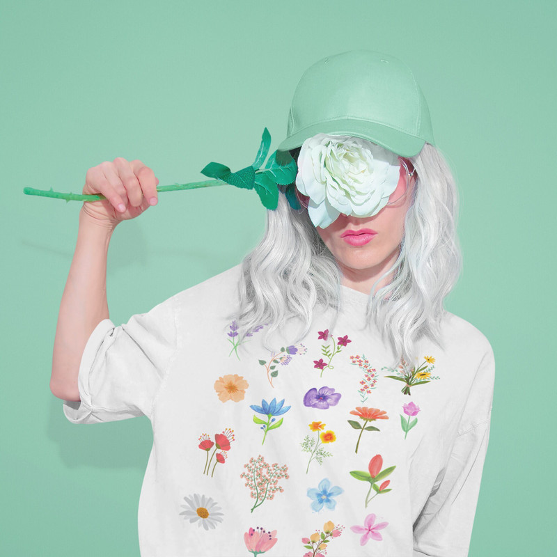 Wildflowers Graphic Tee, Cute and Comfy Boho Floral Shirt, Watercolor Hand Drawn Artsy Flowers Shirt - 2.jpg