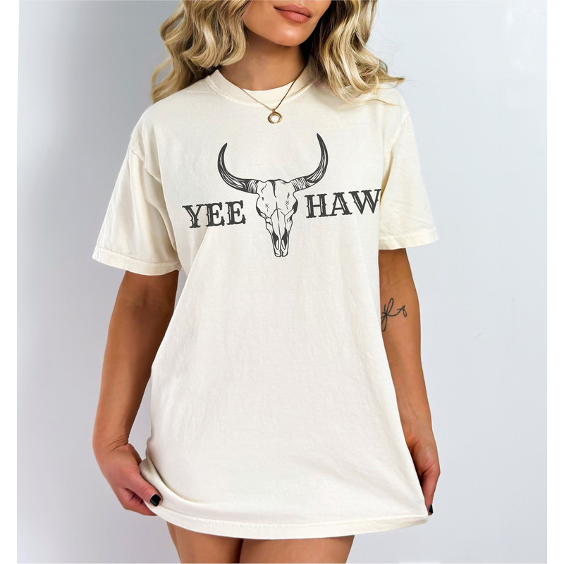 Yeehaw Cow Skull Comfort Colors Graphic Tee - 2.jpg