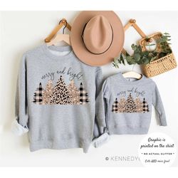 merry and bright christmas sweatshirt, mommy and me outfits, baby girl christmas outfit, vintage christmas tree shirt