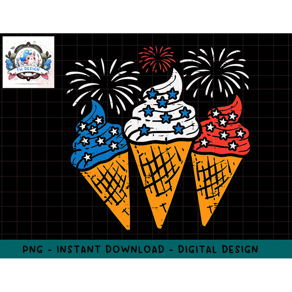 Blue White Red Ice Cream Cone US Flag 4th Of July Patriotic png, sublimation.jpg