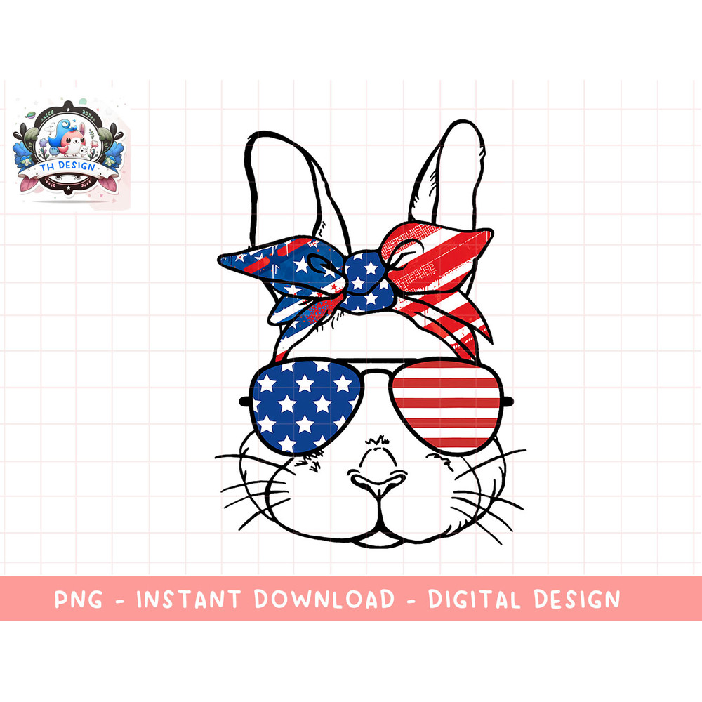 Cute Bunny Rabbit USA American Flag Patriotic 4th Of July png, sublimation.jpg