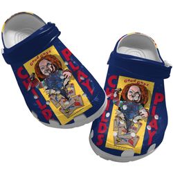 serial killer chucky clog shoes unisex, chucky crocs, movie clog shoes, horror movie crocs, good guys childs play crocs