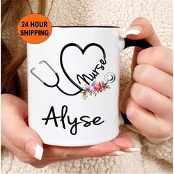 personalized nurse mug, nurse coffee mug, registered nurse, nurse graduation, gift for nurse, gift ideas for nurse, nurs