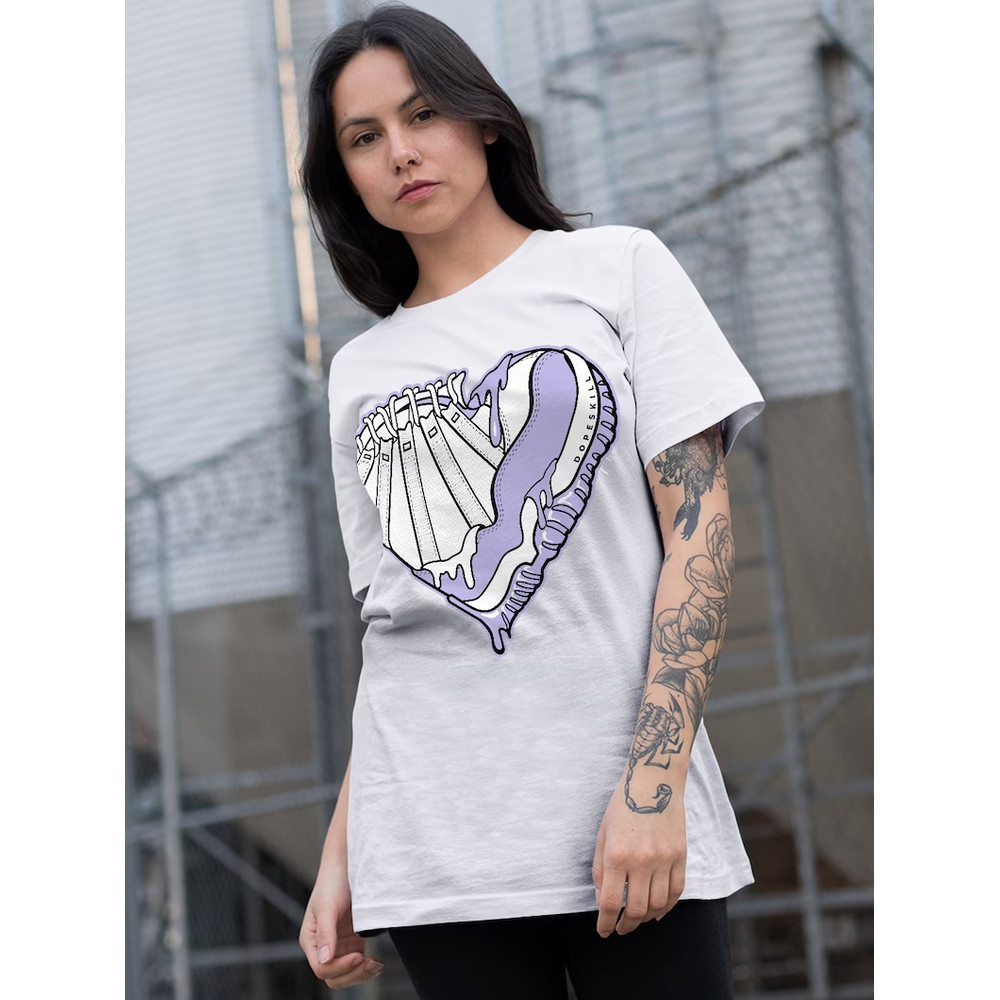Heart Jordan 11 Graphic To Match Jordan 11 Low Pure Violet T-shirt, Jordan 11 Low Pure Violet T-shirt, Jordan 11 Shirt