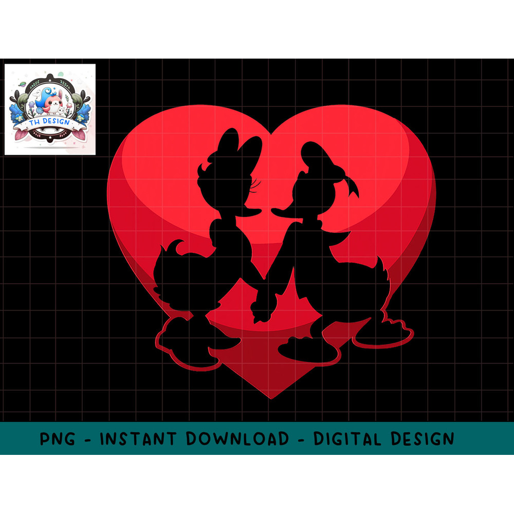 Disney Donald and Daisy Duck Valentine s Day Heart png, sublimation.jpg