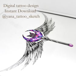 Sailor Moon Tattoo Ideas Moon Wand Tattoo Sketch Underboob Tattoo Designs Under Chest Tattoo Design, Instant download