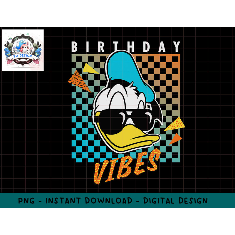 Disney Donald Duck Birthday Vibes 80s png, sublimation.jpg