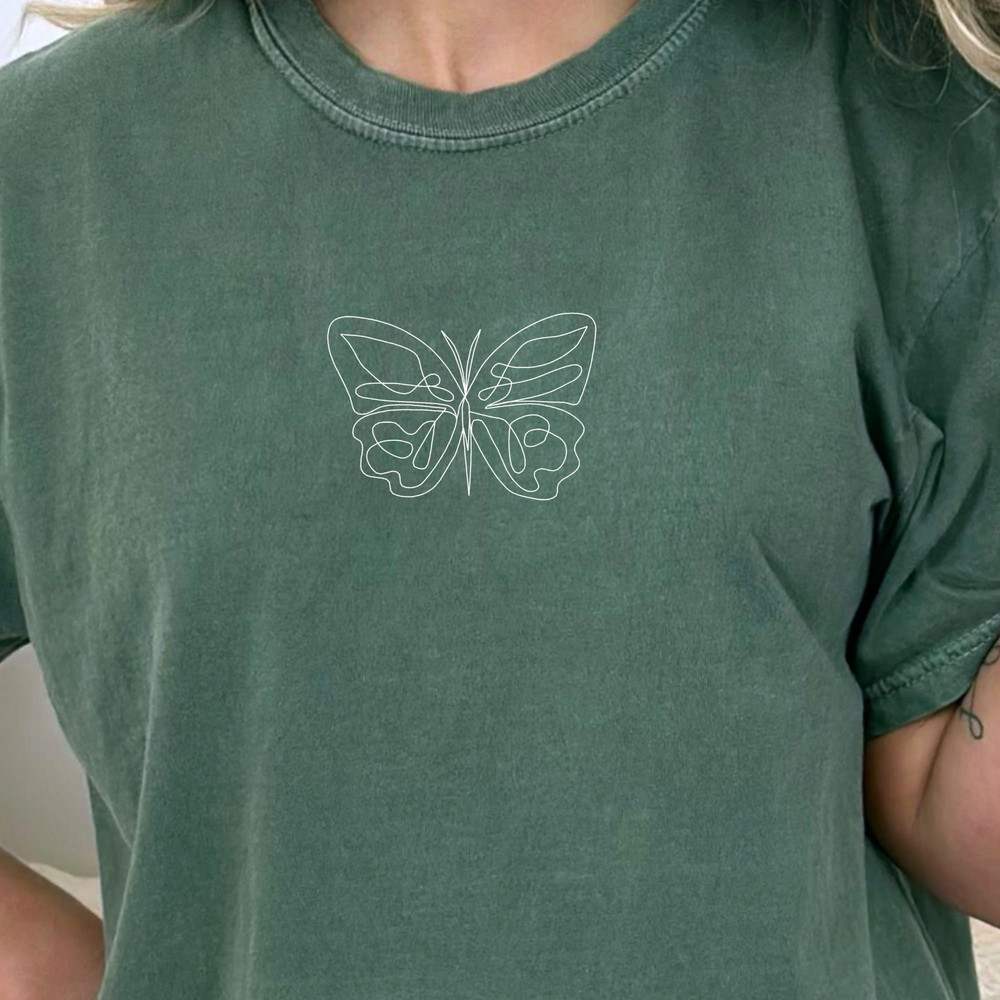 Butterfly Embroidered T-Shirt, Embroidered Shirt, Comfort Colors Shirt, Embroidery, Gift for Her, Womens Shirt - 1.jpg
