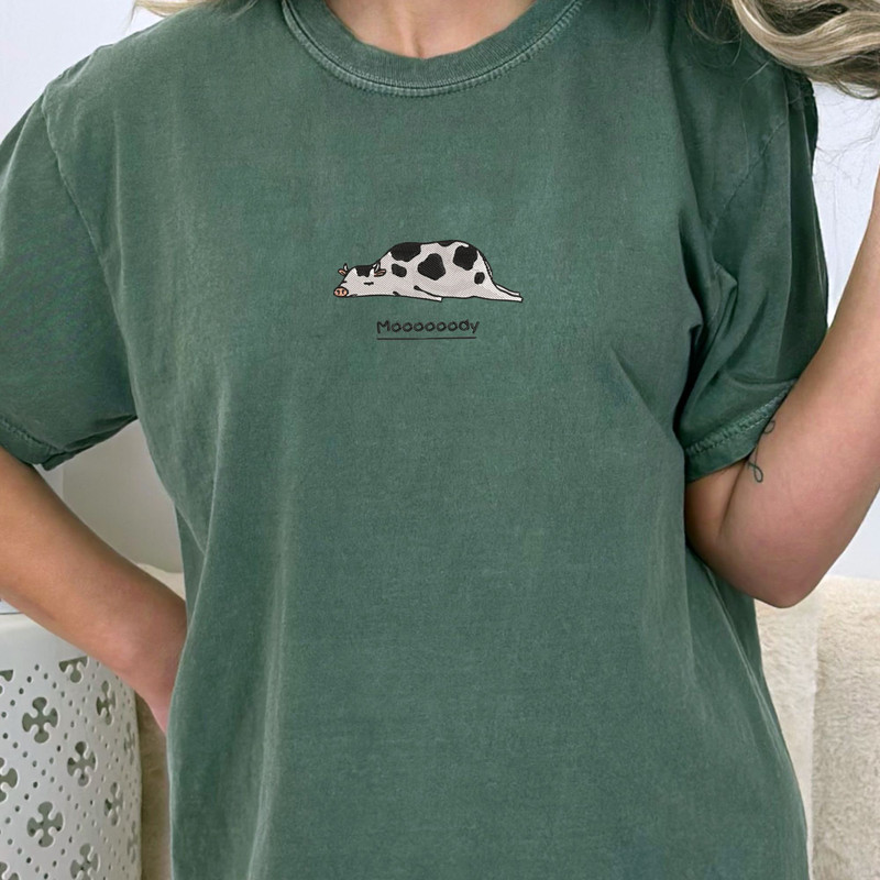 Embroidered farm animal Comfort Colors Shirt, cow Shirt, Comfort Colors Shirt, Comfort colors T shirt, Embroidered T shirt - 1.jpg