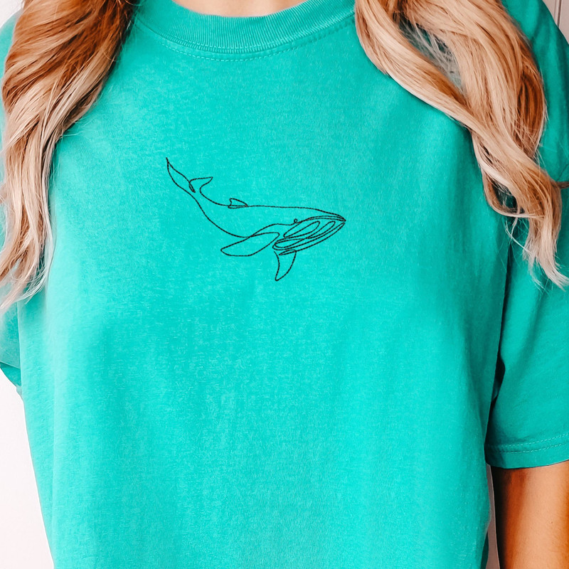 EMBROIDERED whale shirt, embroidered t-shirt, comfort colors shirt, ocean shirt, beach shirt, blue whale, california, summer shirt, animals - 2.jpg