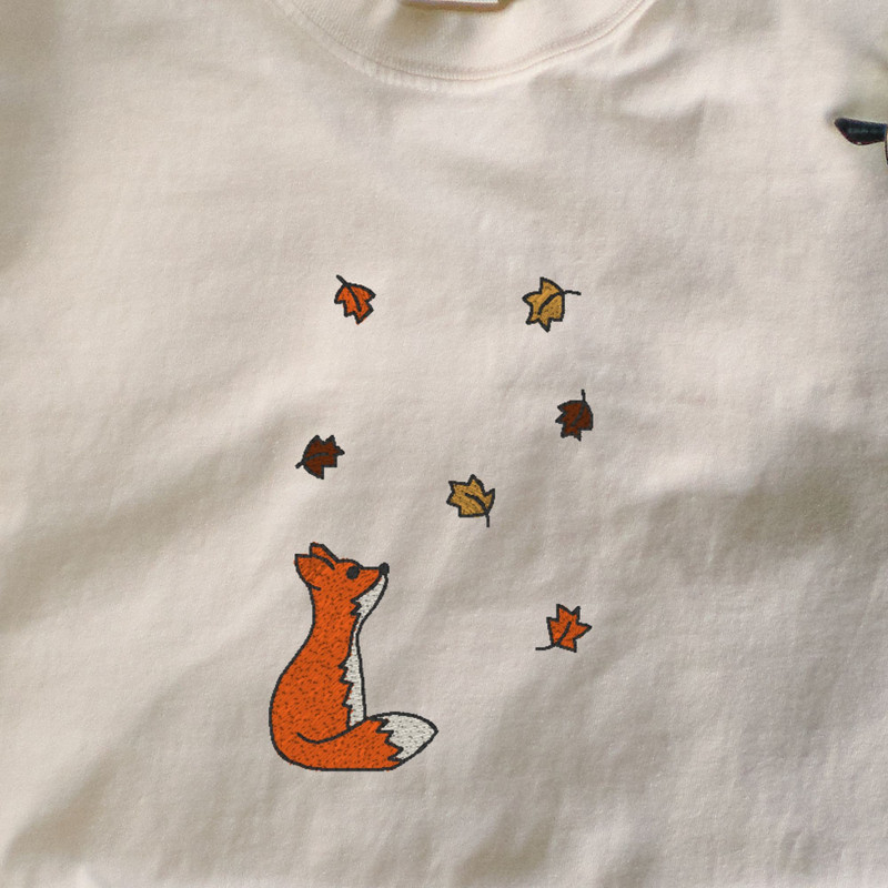 Fox EMBROIDERED Shirt, Embroidered T-Shirt, Embroidered Shirt, Comfort Colors Shirt, Embroidered tee, animal shirt,wildlife, embroidery - 3.jpg