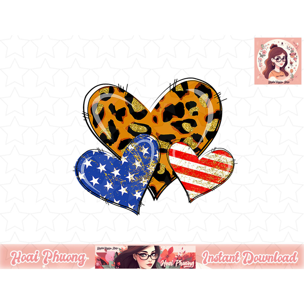 4th of July Leopard American Flag Hearts Patriotic Women png, instant download.jpg
