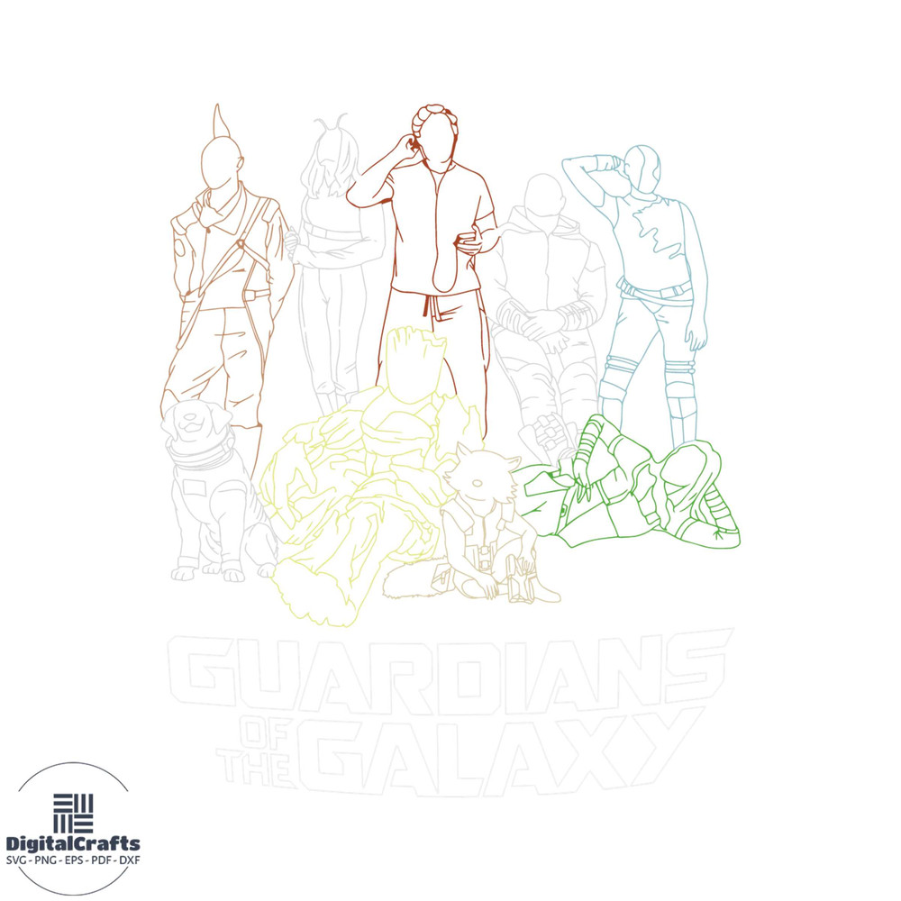 Line Drawing Guardians of the Galaxy Vol3 SVG Cutting Files