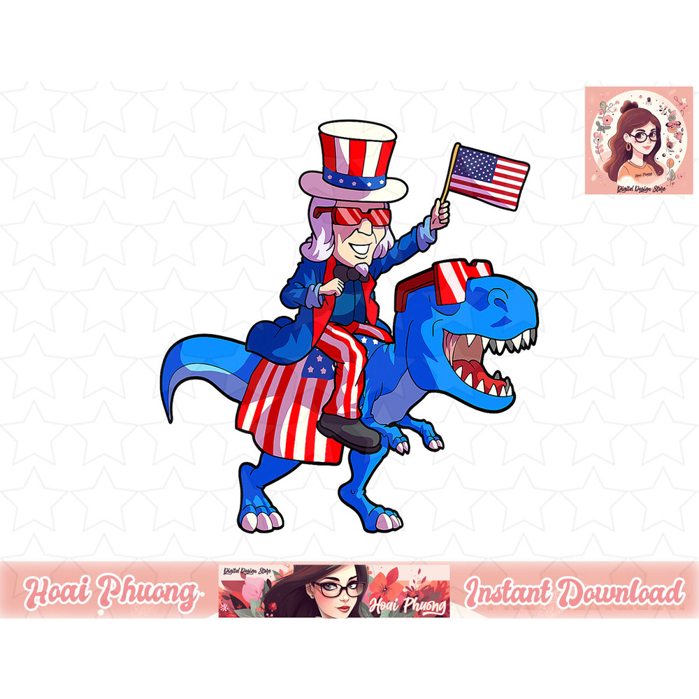 4th of July Shirt Kids Boys Uncle Sam Dinosaur T Rex png, instant download.jpg