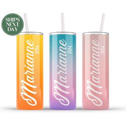 personalized nurse tumbler - cute rn nurse tumbler - nurse graduation gift - cna appreciation gift t-458